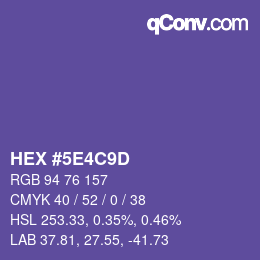 Color code: HEX #5E4C9D | qconv.com