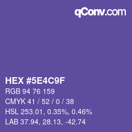 カラーコード: HEX #5E4C9F | qconv.com