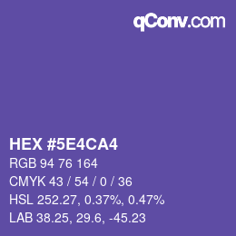 颜色代码: HEX #5E4CA4 | qconv.com