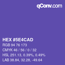 カラーコード: HEX #5E4CAD | qconv.com