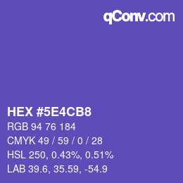 Color code: HEX #5E4CB8 | qconv.com
