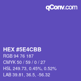 カラーコード: HEX #5E4CBB | qconv.com