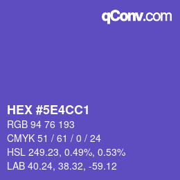 カラーコード: HEX #5E4CC1 | qconv.com