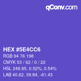 カラーコード: HEX #5E4CC6 | qconv.com