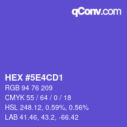 Farbcode: HEX #5E4CD1 | qconv.com