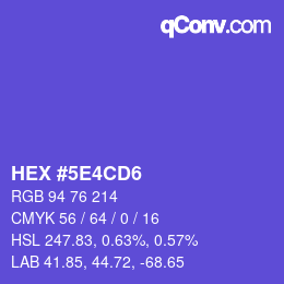 Farbcode: HEX #5E4CD6 | qconv.com