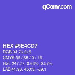 颜色代码: HEX #5E4CD7 | qconv.com