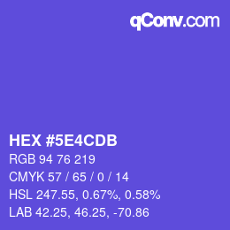 Farbcode: HEX #5E4CDB | qconv.com