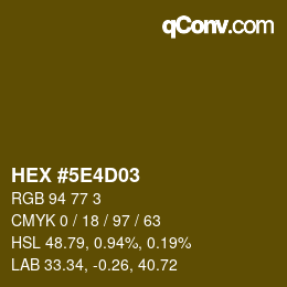 颜色代码: HEX #5E4D03 | qconv.com