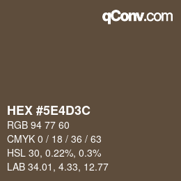 Farbcode: HEX #5E4D3C | qconv.com