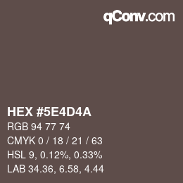 Código de color: HEX #5E4D4A | qconv.com