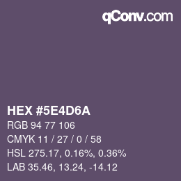 Color code: HEX #5E4D6A | qconv.com