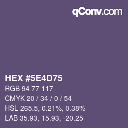 Color code: HEX #5E4D75 | qconv.com