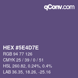 Color code: HEX #5E4D7E | qconv.com