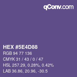 カラーコード: HEX #5E4D88 | qconv.com