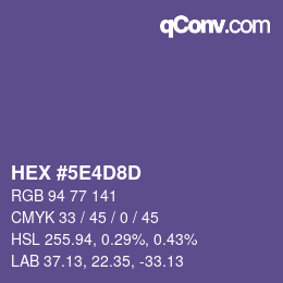 カラーコード: HEX #5E4D8D | qconv.com