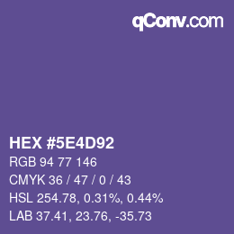 Farbcode: HEX #5E4D92 | qconv.com