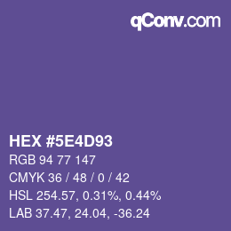 カラーコード: HEX #5E4D93 | qconv.com
