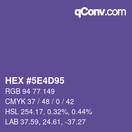 Farbcode: HEX #5E4D95 | qconv.com