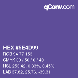 カラーコード: HEX #5E4D99 | qconv.com