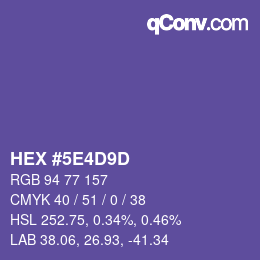 Color code: HEX #5E4D9D | qconv.com