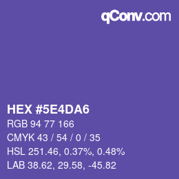 カラーコード: HEX #5E4DA6 | qconv.com