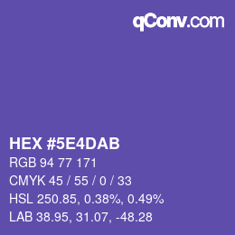 カラーコード: HEX #5E4DAB | qconv.com