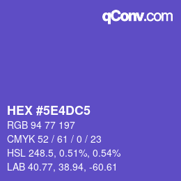 Farbcode: HEX #5E4DC5 | qconv.com