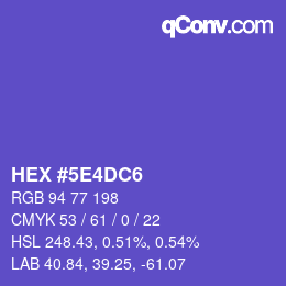 カラーコード: HEX #5E4DC6 | qconv.com