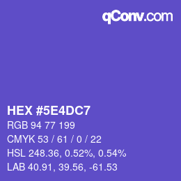 颜色代码: HEX #5E4DC7 | qconv.com