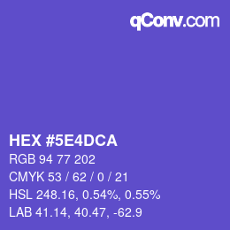 カラーコード: HEX #5E4DCA | qconv.com
