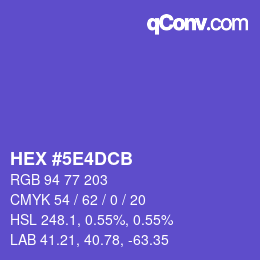 Color code: HEX #5E4DCB | qconv.com