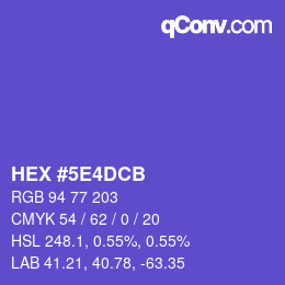 カラーコード: HEX #5E4DCB | qconv.com