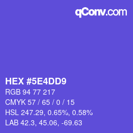 カラーコード: HEX #5E4DD9 | qconv.com