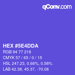 Farbcode: HEX #5E4DDA | qconv.com
