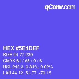カラーコード: HEX #5E4DEF | qconv.com