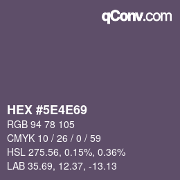 Color code: HEX #5E4E69 | qconv.com