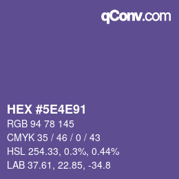 Color code: HEX #5E4E91 | qconv.com