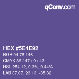 Color code: HEX #5E4E92 | qconv.com
