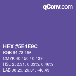 Farbcode: HEX #5E4E9C | qconv.com