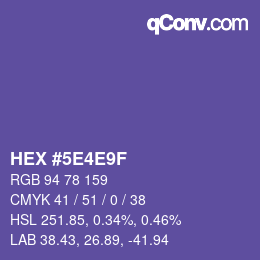 Color code: HEX #5E4E9F | qconv.com