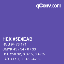 カラーコード: HEX #5E4EAB | qconv.com