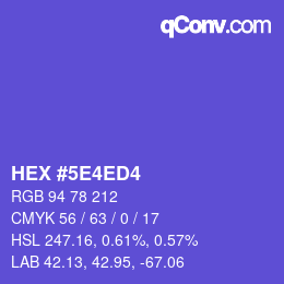 カラーコード: HEX #5E4ED4 | qconv.com