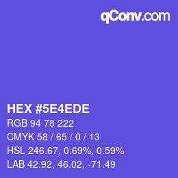 Farbcode: HEX #5E4EDE | qconv.com