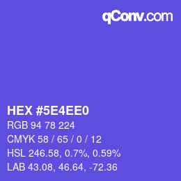 颜色代码: HEX #5E4EE0 | qconv.com