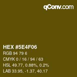 カラーコード: HEX #5E4F06 | qconv.com