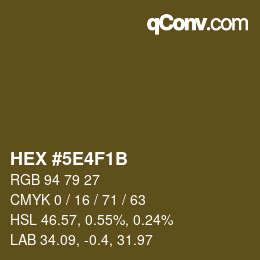 Farbcode: HEX #5E4F1B | qconv.com