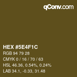 Color code: HEX #5E4F1C | qconv.com