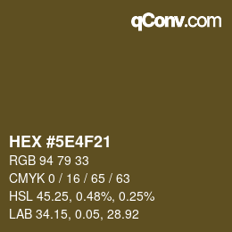 Color code: HEX #5E4F21 | qconv.com