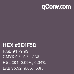 Color code: HEX #5E4F5D | qconv.com
